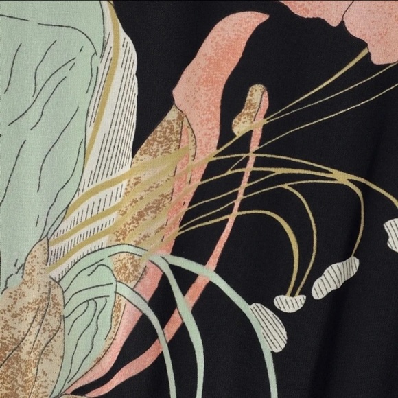 EUC Lulus Wondrous Water Lilies Black Floral High Slit Print Maxi Dress Size XS - Picture 14 of 16